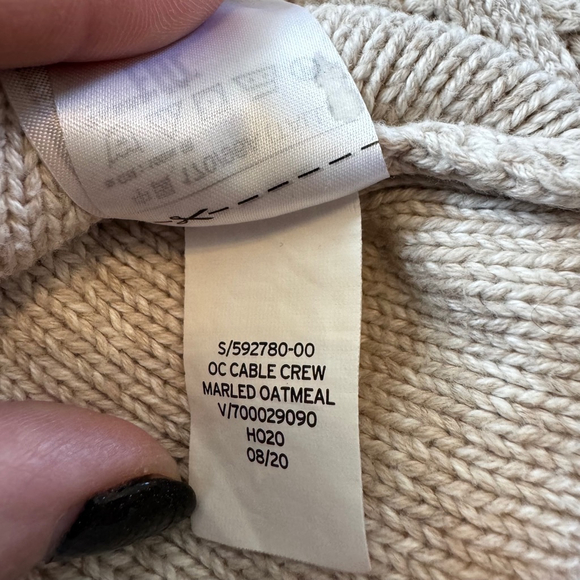 Gap Cable Knit Crew Neck Sweater Marled Oatmeal Beige Cream M Tall 100% Cotton - Picture 5 of 9
